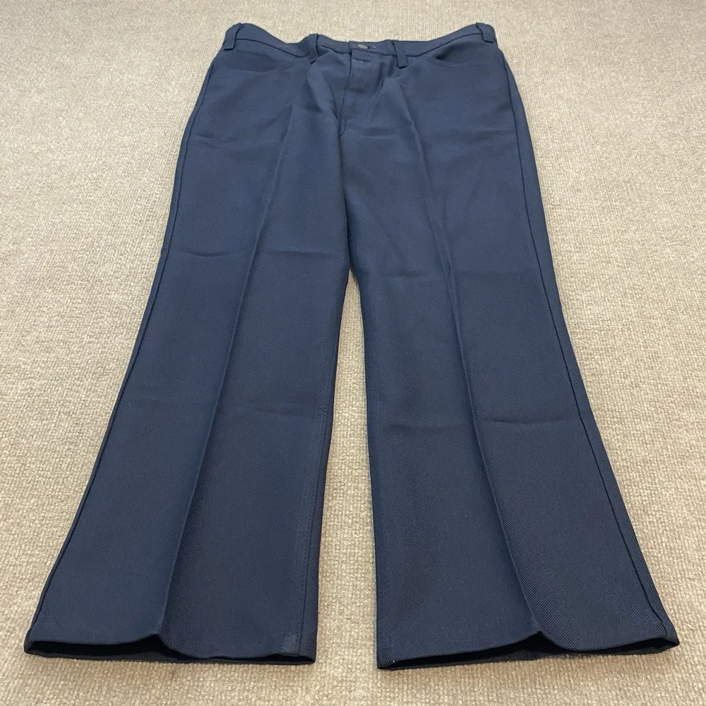 Vintage 70s Levis 517 Saddleman Boot‎ Cut Slacks Mens 35x27 Blue Dress Pants USA